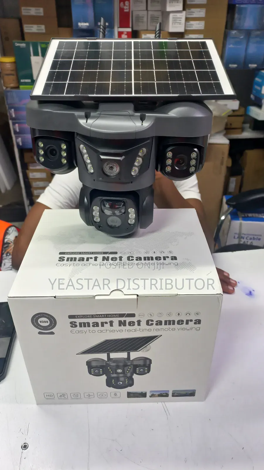 V380 Pro Triple Lens Solar Powered Security Camera(Wifi)