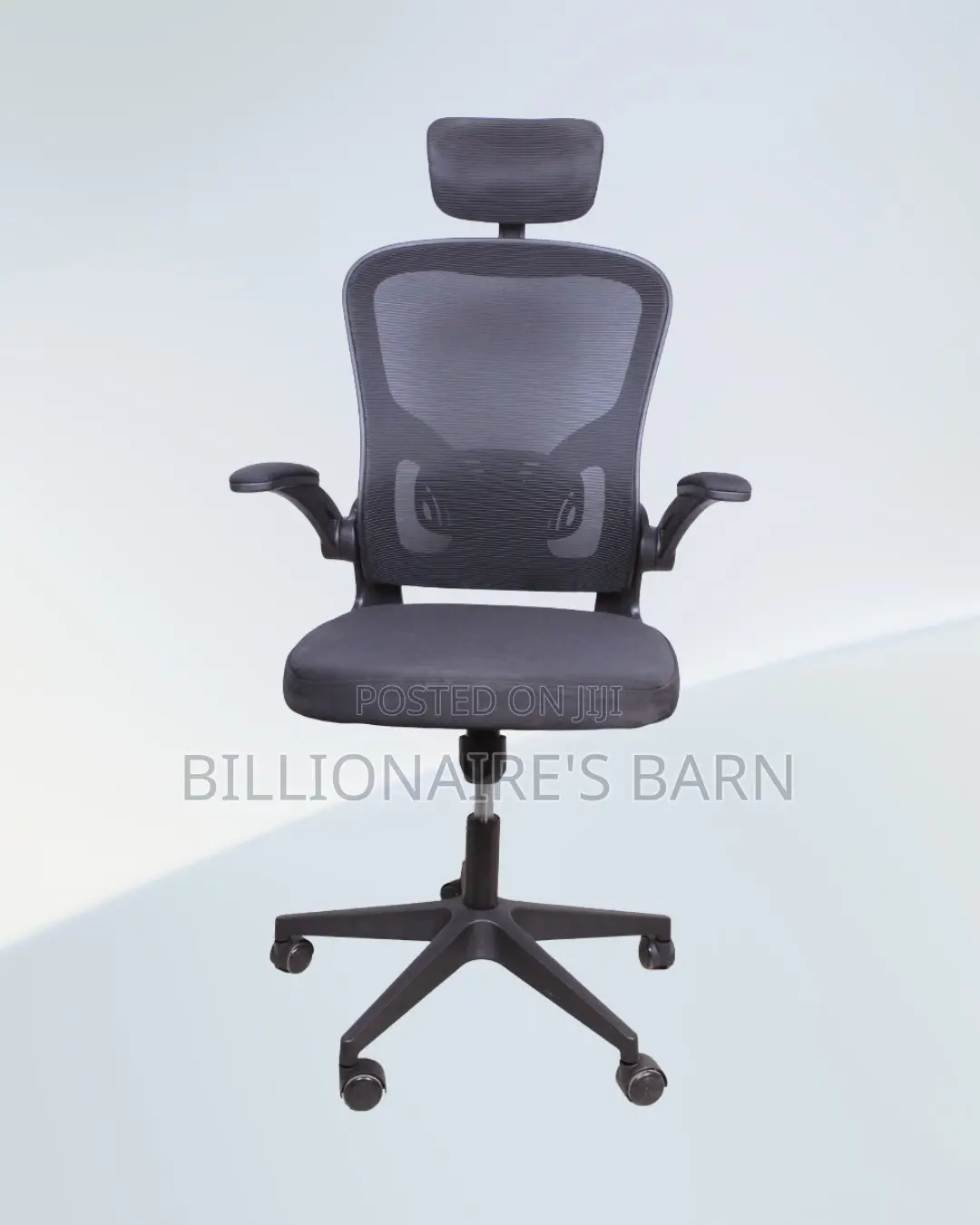 Grey Ergonomic Office Chair Flip Up Arms Adjustable