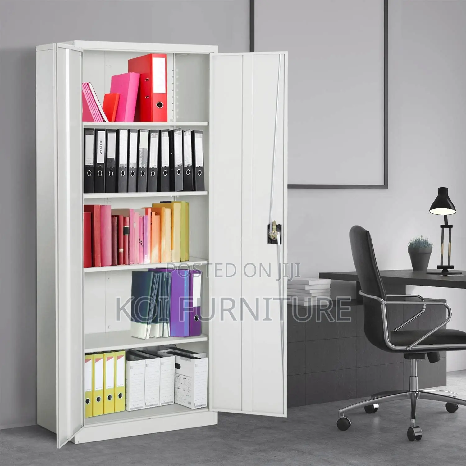 Office Cabinet : 2‐Door Full Metallic Office Cabinet