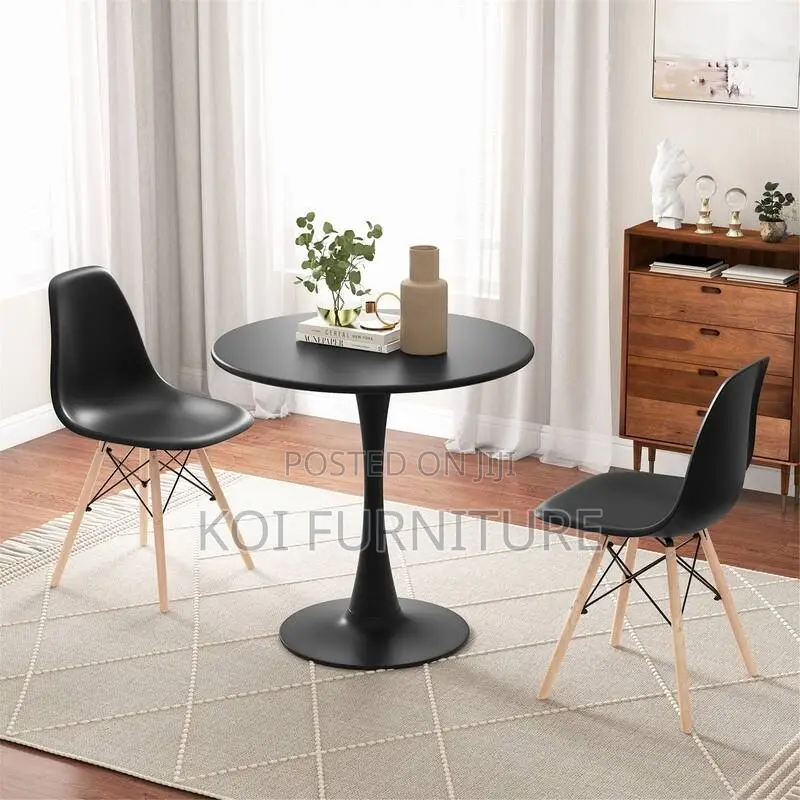 Dining Set : Black Eames-Style Plastic Dining Set With Tulip Table