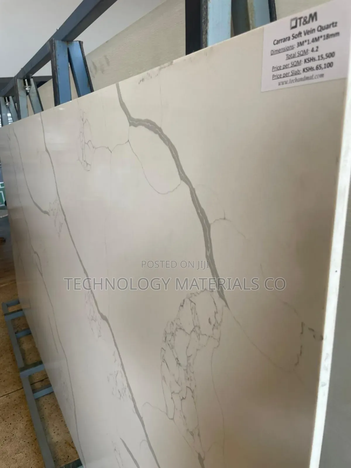 Carrara Soft Vein Quartz Slab (3m X 1.4m X 18mm)