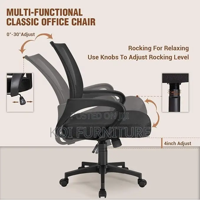 Office Chairs; Multi Functions Mid Back Office Mesh Seat