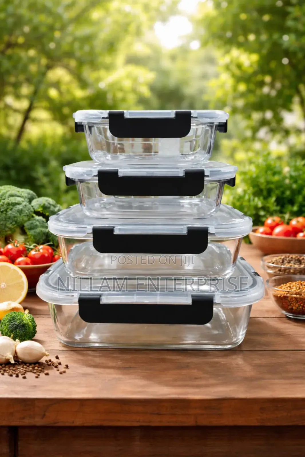 4 PCS Glass Food Container Set*