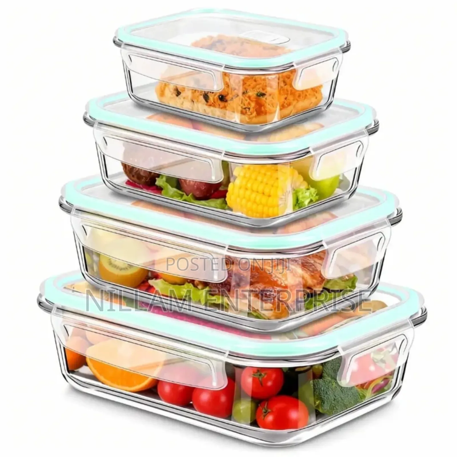4 PCS Glass Food Container Set*
