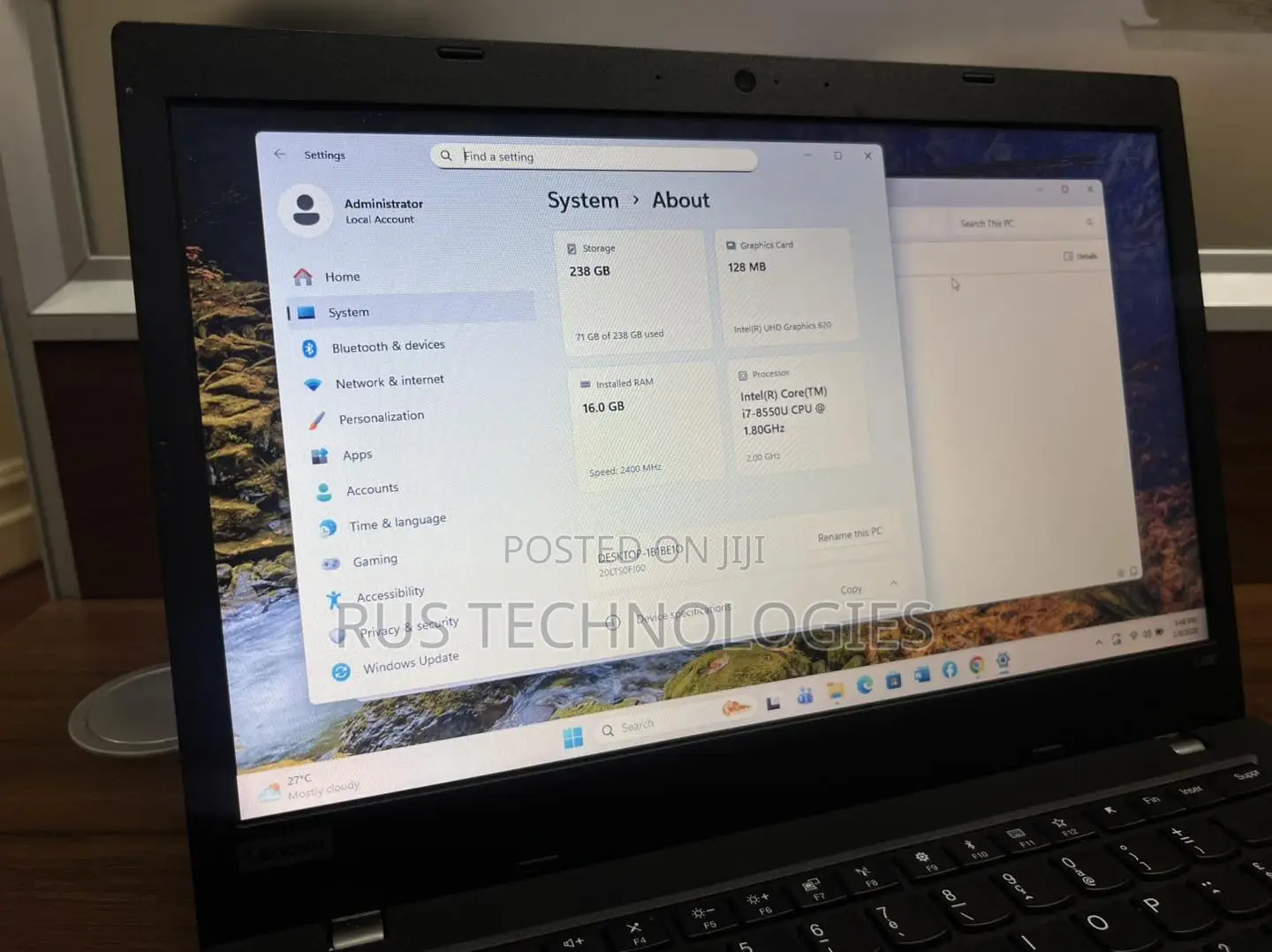 Laptop Lenovo ThinkPad L480 8GB Intel Core i5 SSD 256GB