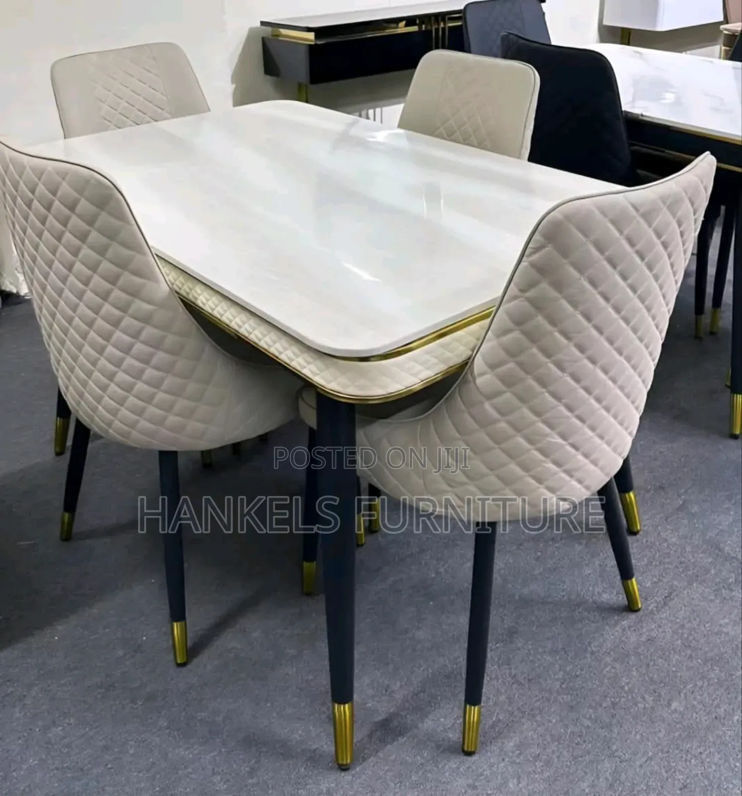Stylish Modern Luxury Dining Set – Rectangular Faux Marble Table