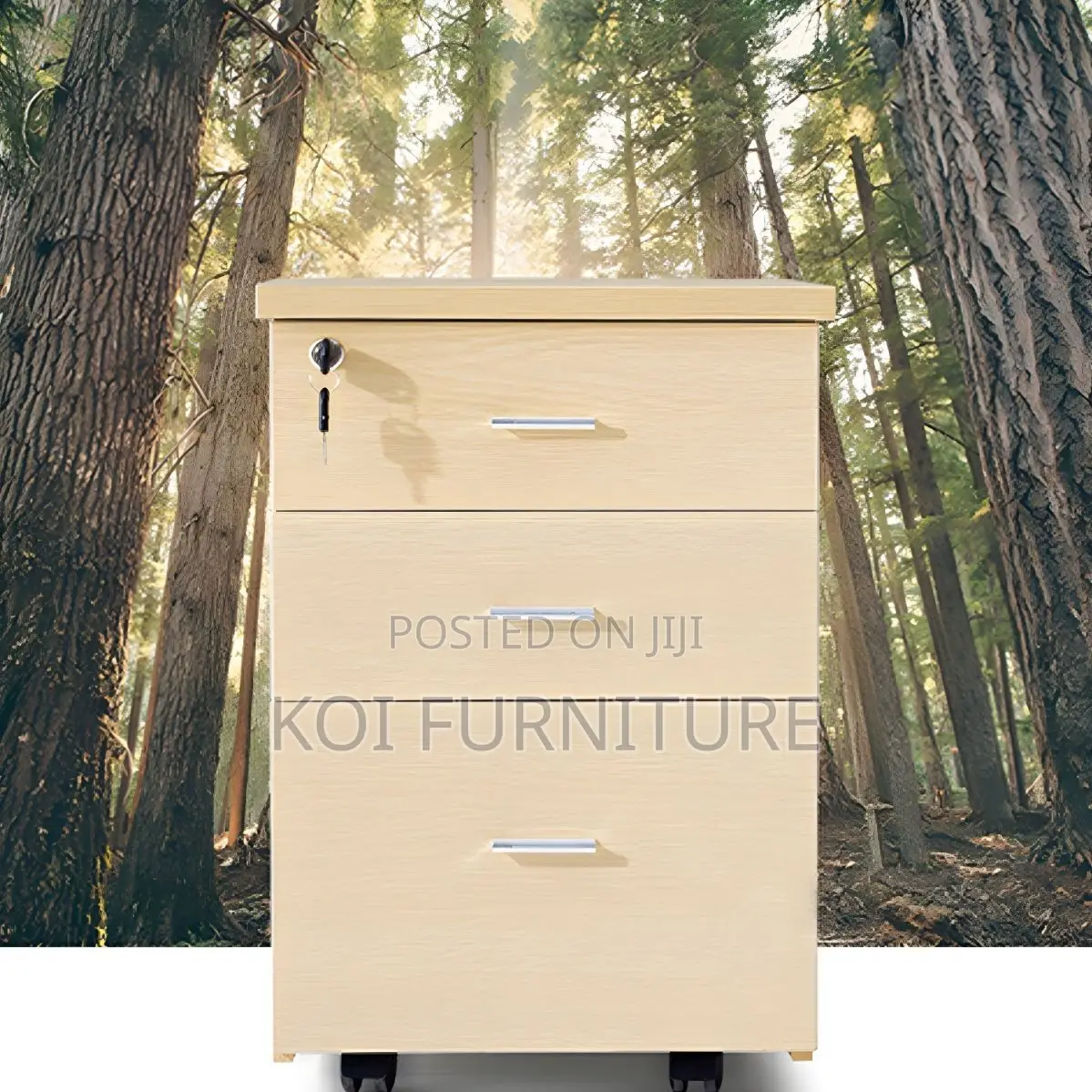 Office Cabinet; Three Drawers Lockable Office Wooden Cabinet