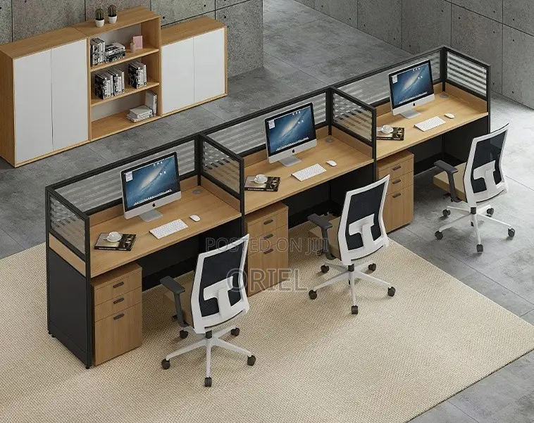 Office Workstations:- Modern 3-User Office Workstation Table