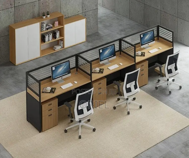 Office Workstations:- Modern 3-User Office Workstation Table