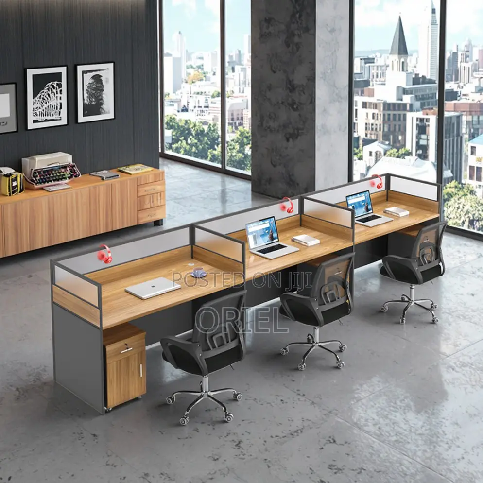 Office Workstations:- Modern 3-User Office Workstation Table