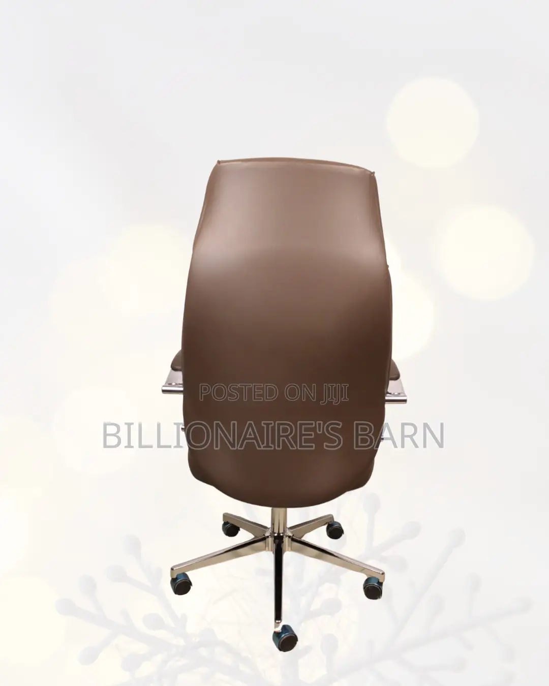 Brown Executive Leather Office Chair High Back Chrome