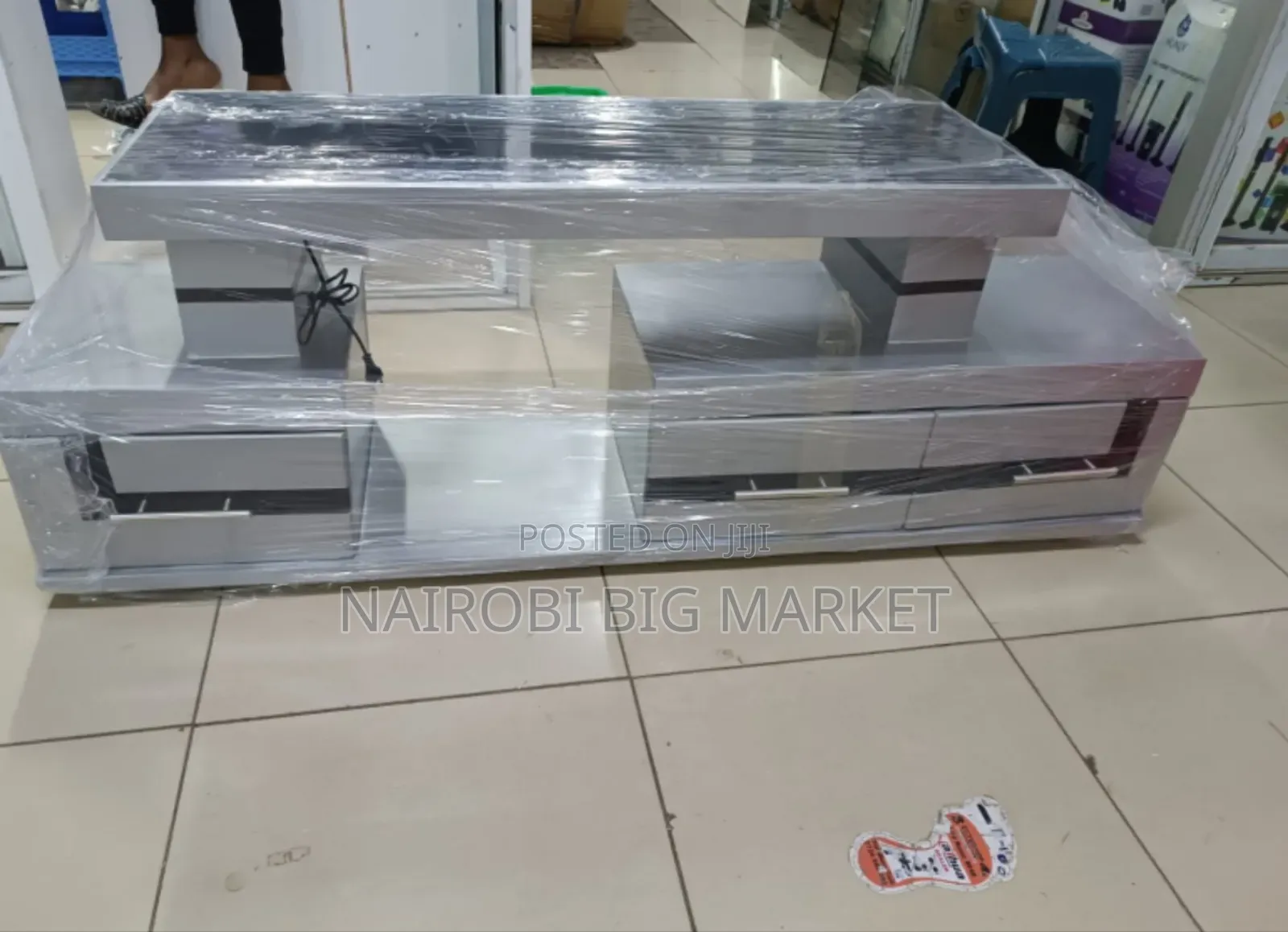 Tv Stand With Marble Coating+ Cabinets