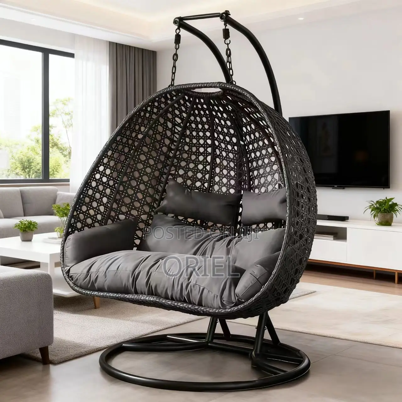 Office Chair : 2-Person Outdoor Hanging Wicker Swing Chair