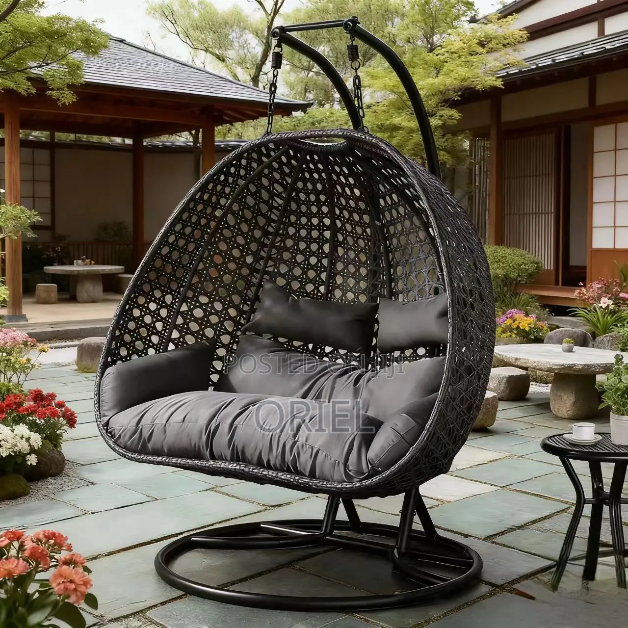 Office Chair : 2-Person Outdoor Hanging Wicker Swing Chair