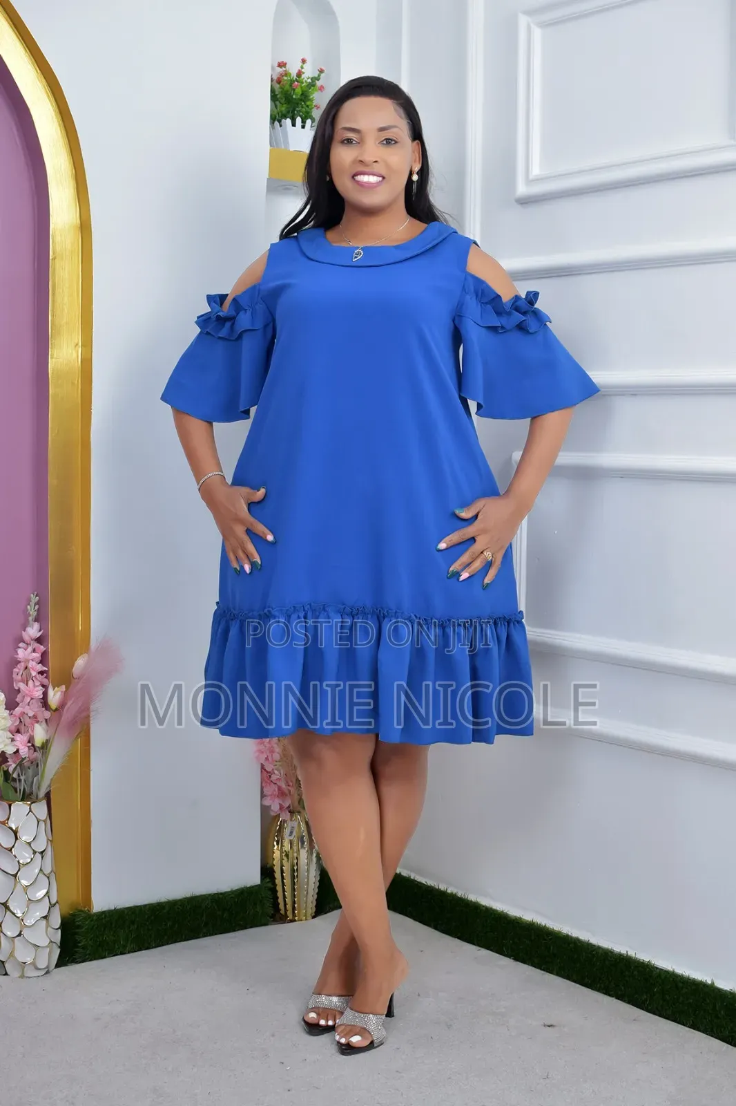 Royal Blue Plus Size Shift Dress/Maternity Wear;Pregnant Friendly