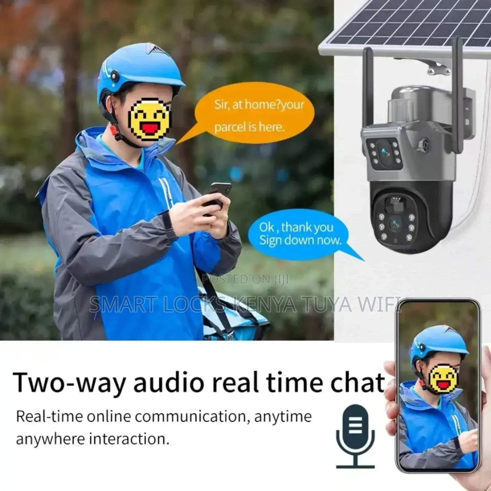 Smart Camera PTZ Solar Camera With High Siren Alarm* Dual Solar Panel.