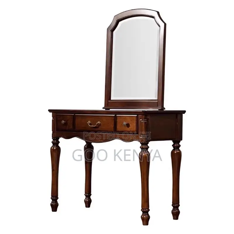 Vanity Set; Elegant Solid Wood Makeup Dressing Table With Mirror