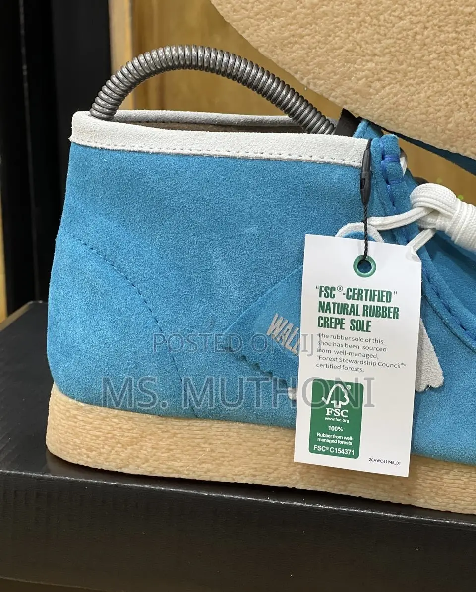 High Cut Clarks Wallabee Boots in a Blue Suede Colorway,