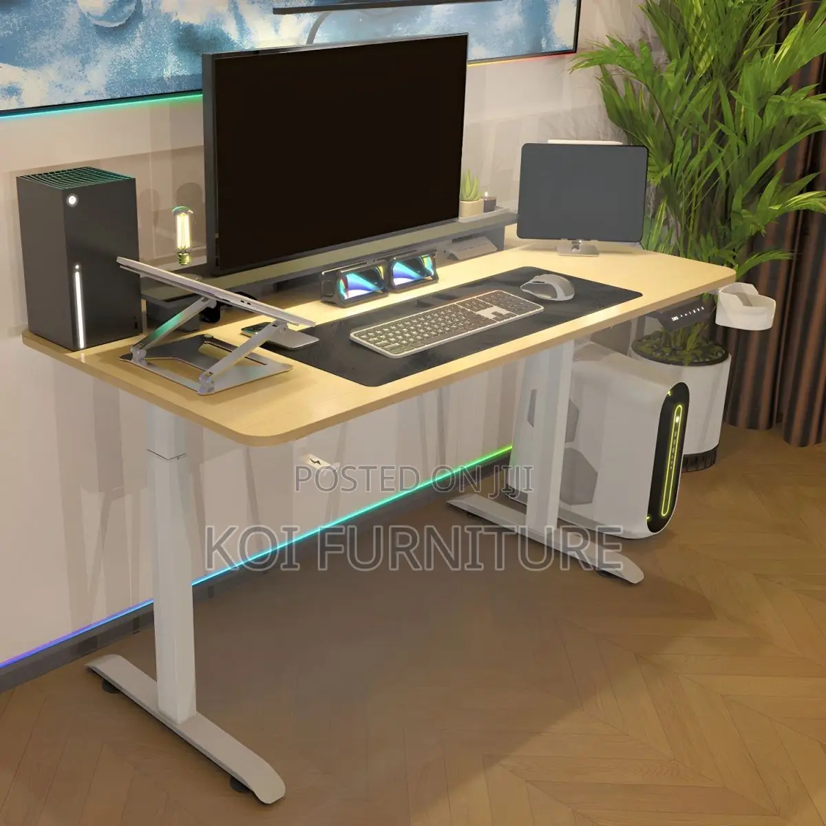 Office Desk; Modern Top Brown Height Adjustable Office Desk