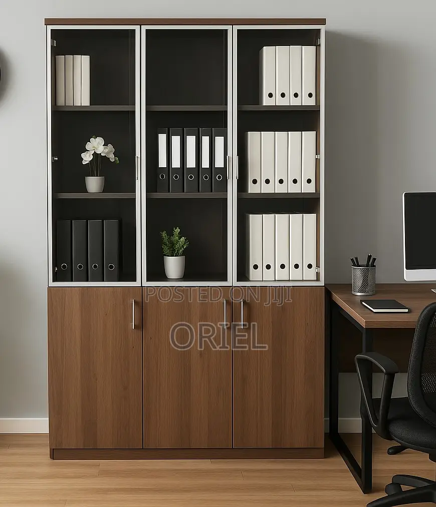 Office Cabinet : Office 3-Door Wooden Filing Display Cabinet