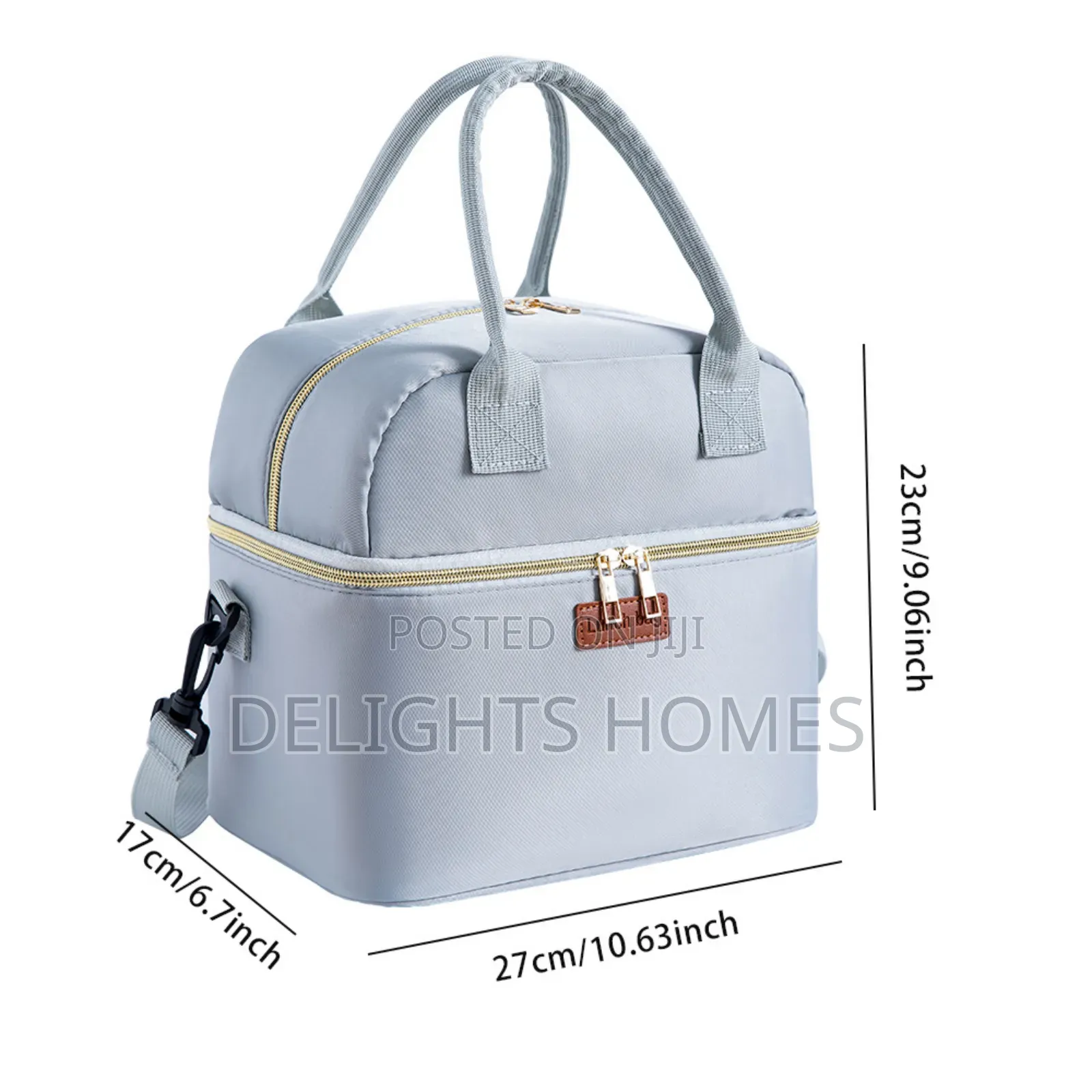 Double Layer Insulated Lunch Bag With Removable Strap-Arv