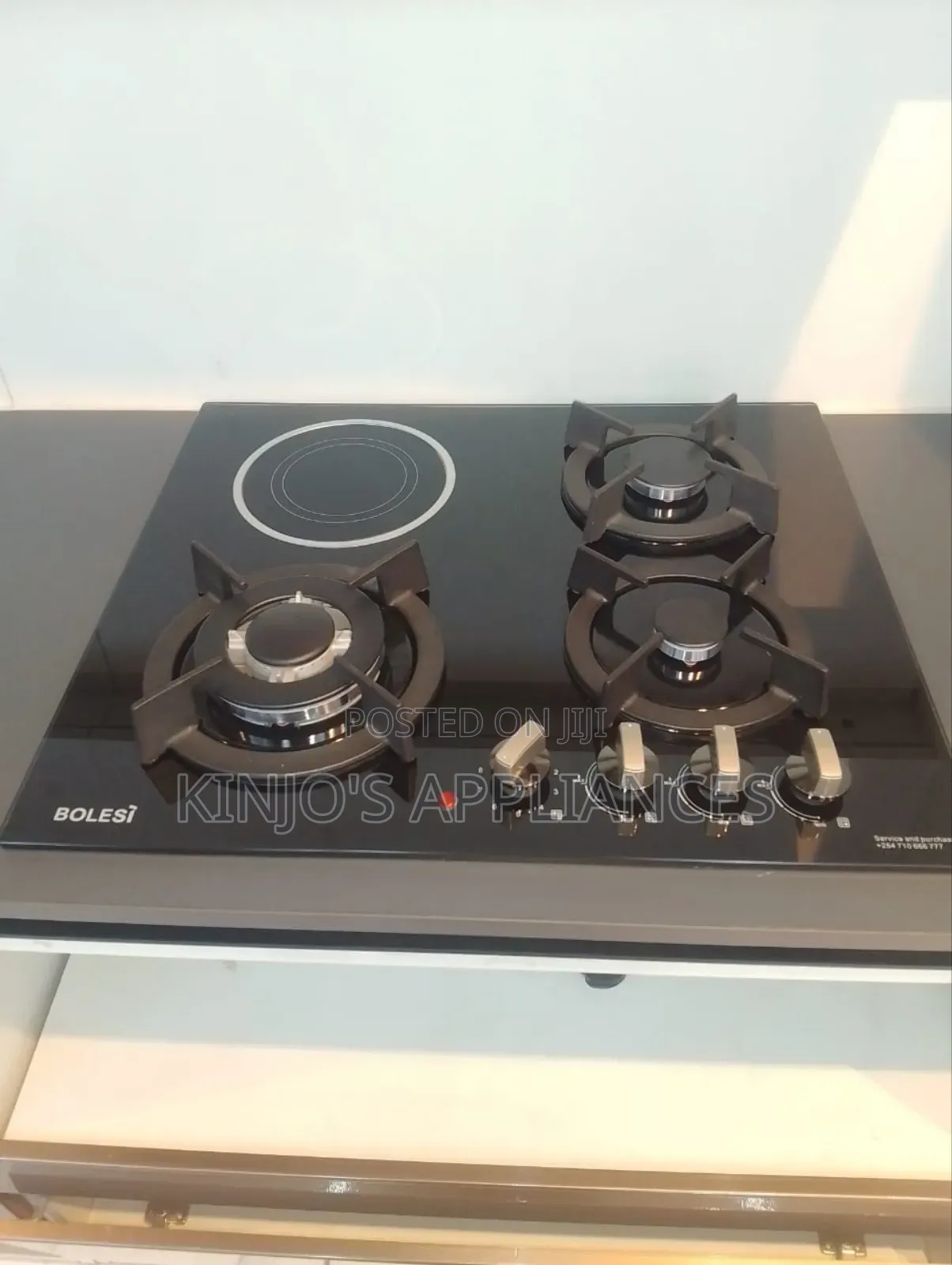 Bolesi Hob 3 Gas Burners +1 Infrared Electric With Gas Sensor