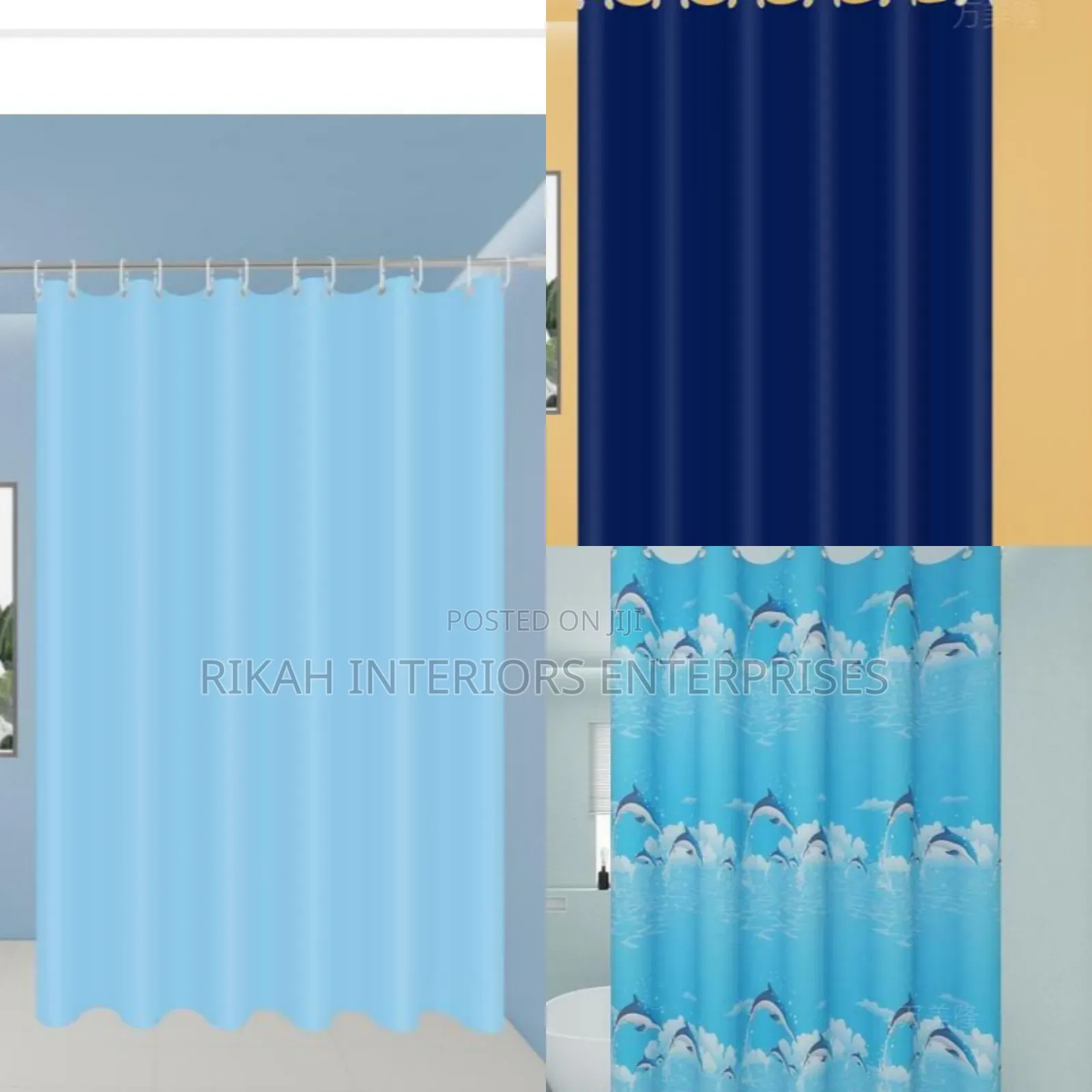 Shades of Blue Shower Curtains for Bathrooms