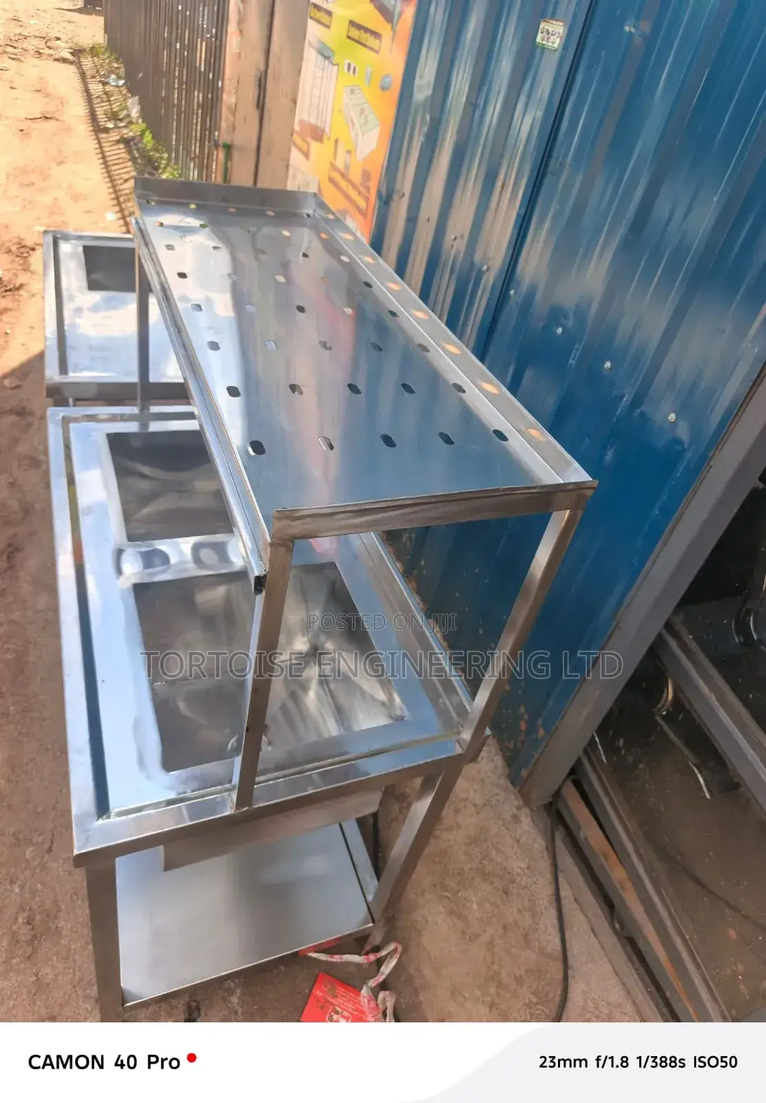 Stainless Steel Kitchen Rack With Double Commercial Sink Size 1200mm L
