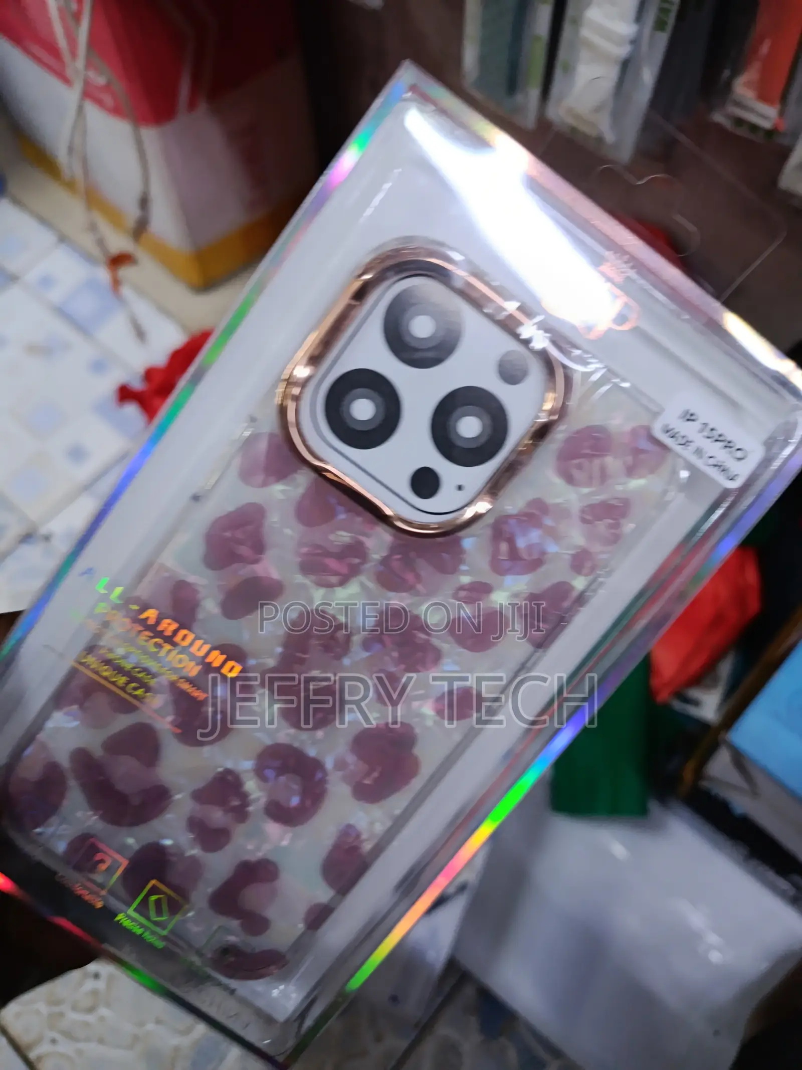 Kilec Cheetah Print iPhone 15 Pro Glossy Slim Plated Case - Purple