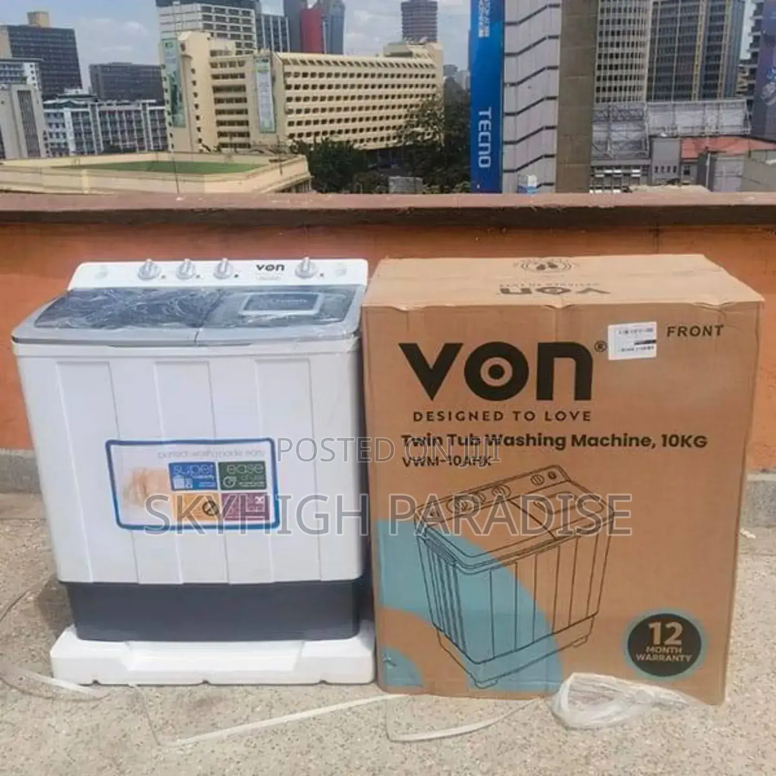Von 13kgs Twin Tub Washing Machine -White