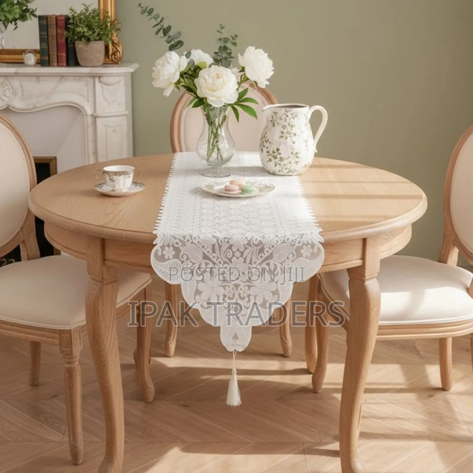 Retro French Lace Table Cloth 40cms *260cms
White Embroidered