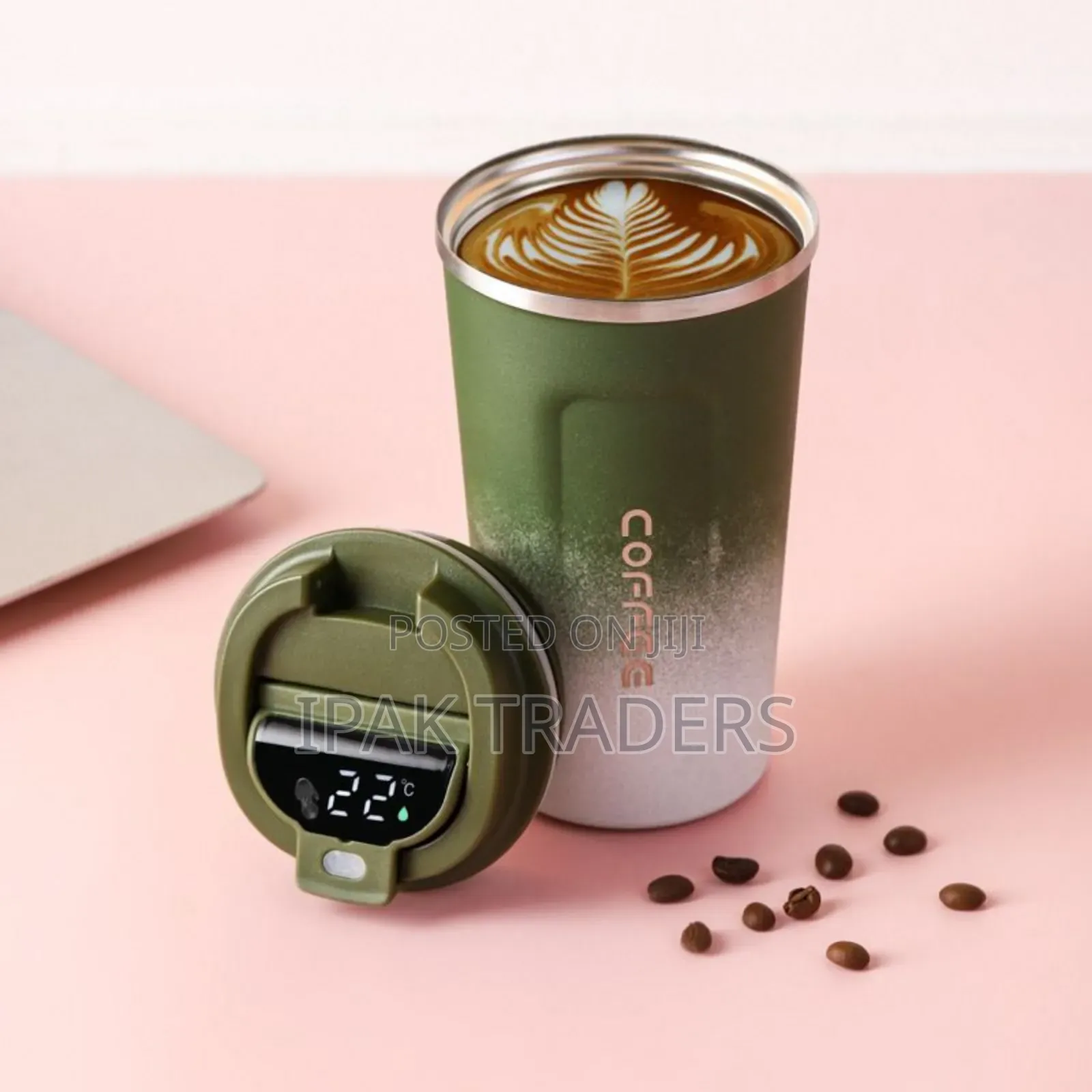 * 
510ml Smart Lid Thermos Coffee Mug Stainless Steel