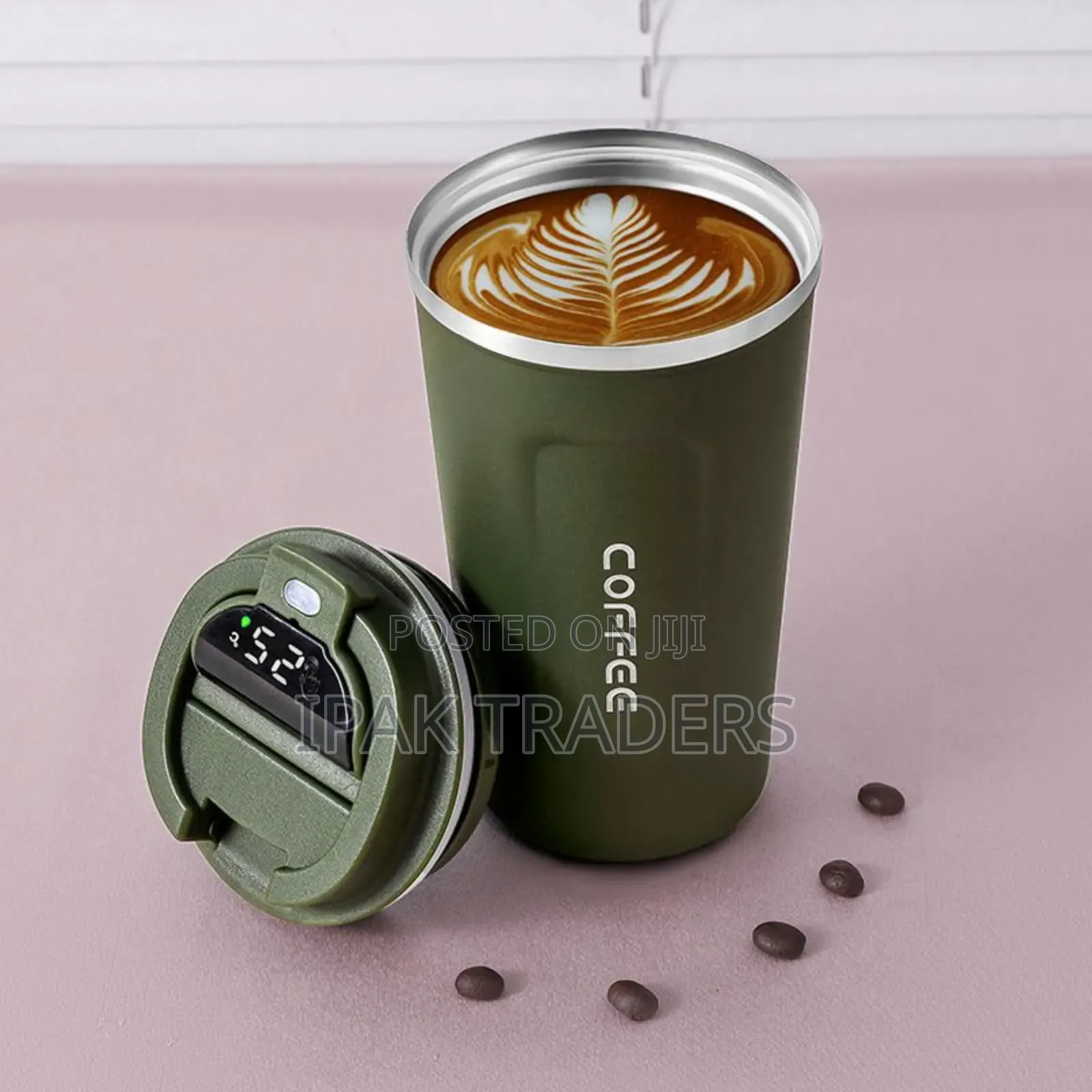 * 
510ml Smart Lid Thermos Coffee Mug Stainless Steel