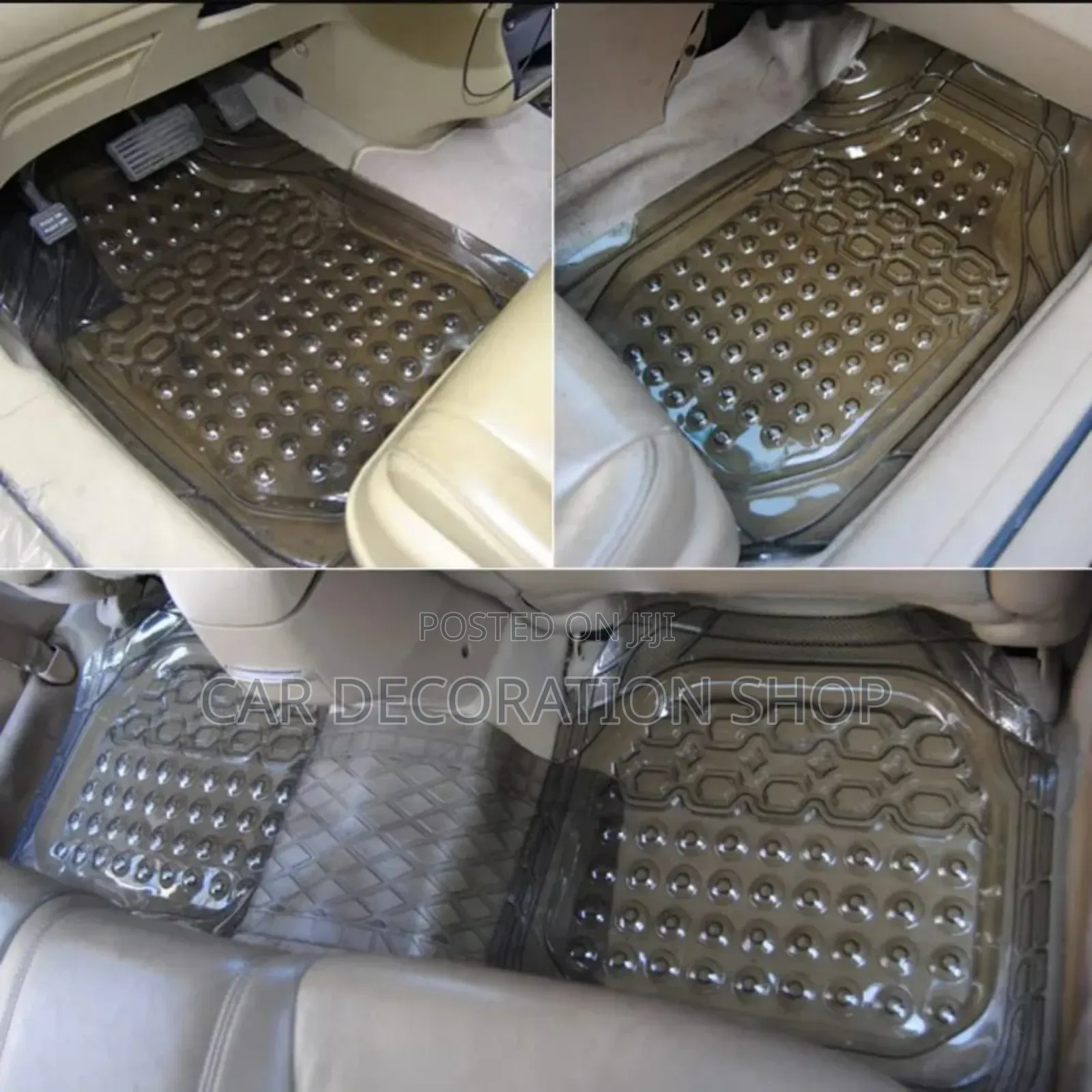Transparent 5pc Durable Nonslip Plastic Car Floor Mats