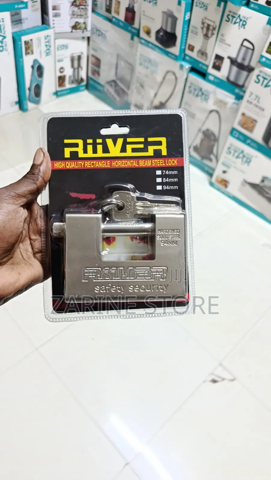 Riiver 94mm Rectangular Padlock 4 Keys Beam Steel Lock