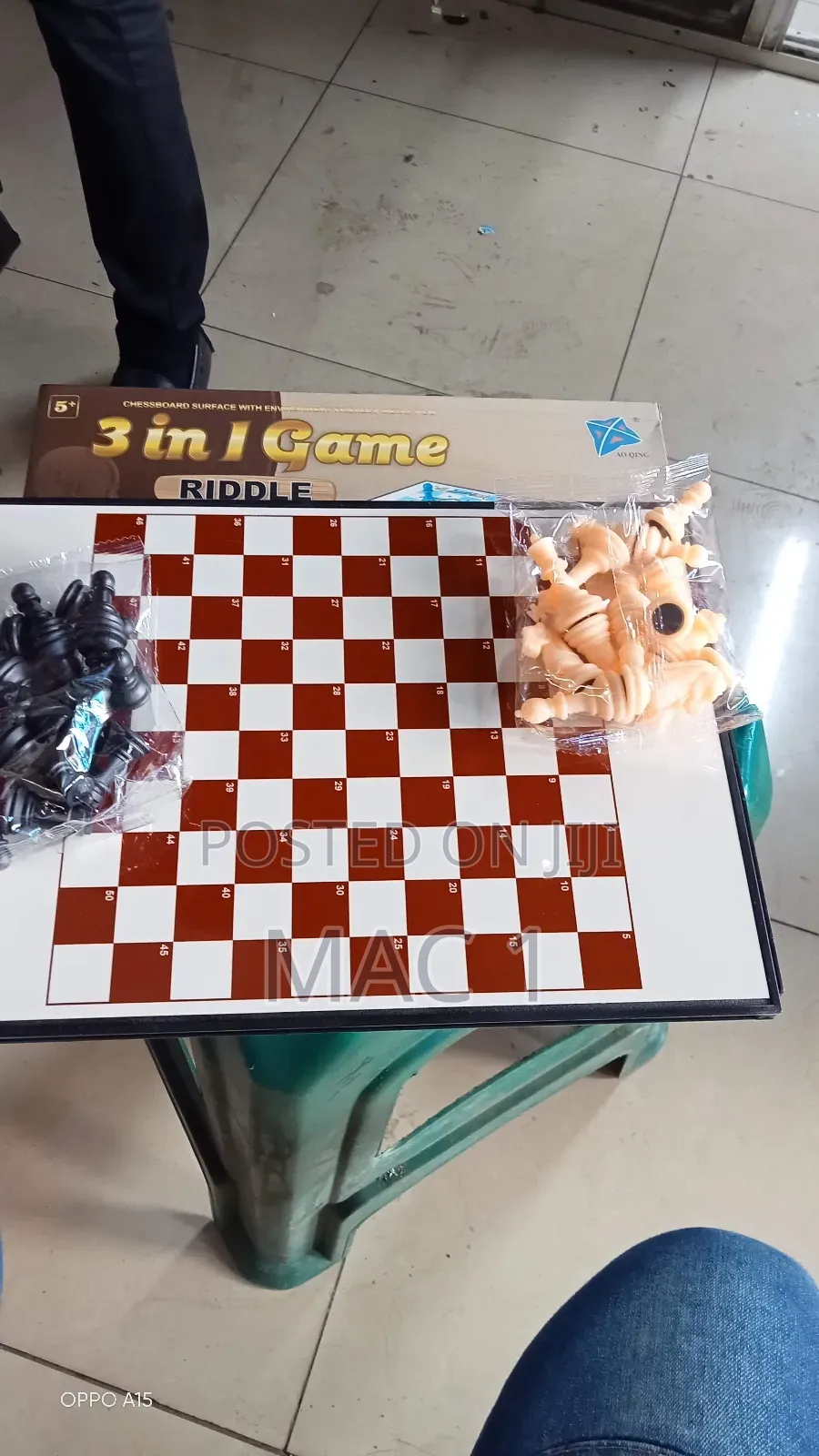 Quality Foldable 3 in 1 Board Game Chess Draughts and Snake Ladders