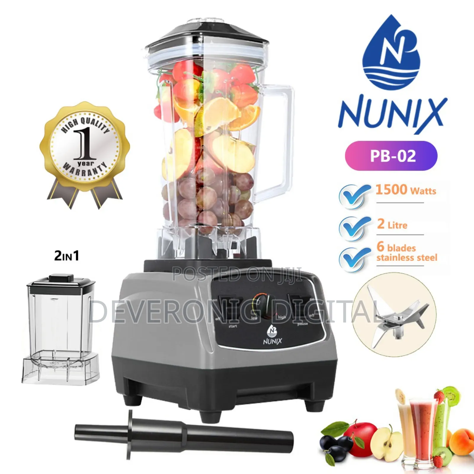 2 in 1 Nunix Commercial Blender