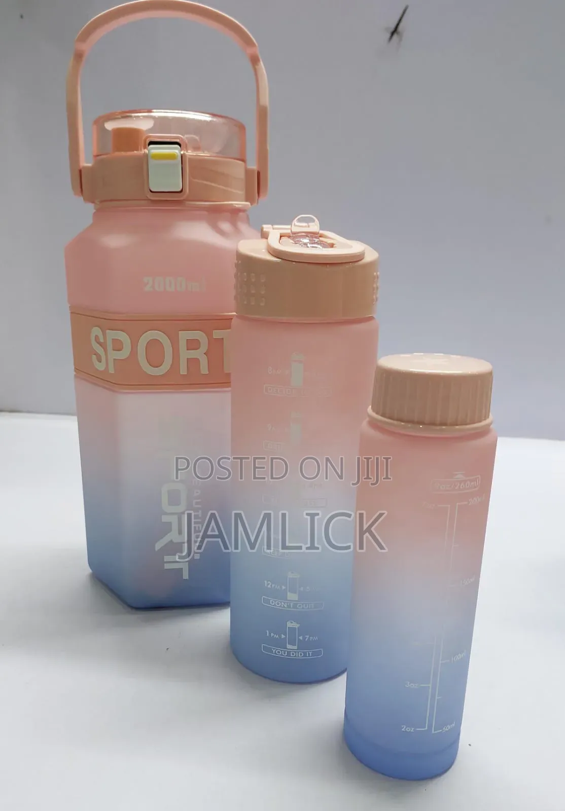 Hexagonal Sports 3in1 Multi-Colour Motivation Water Bottle -Pm