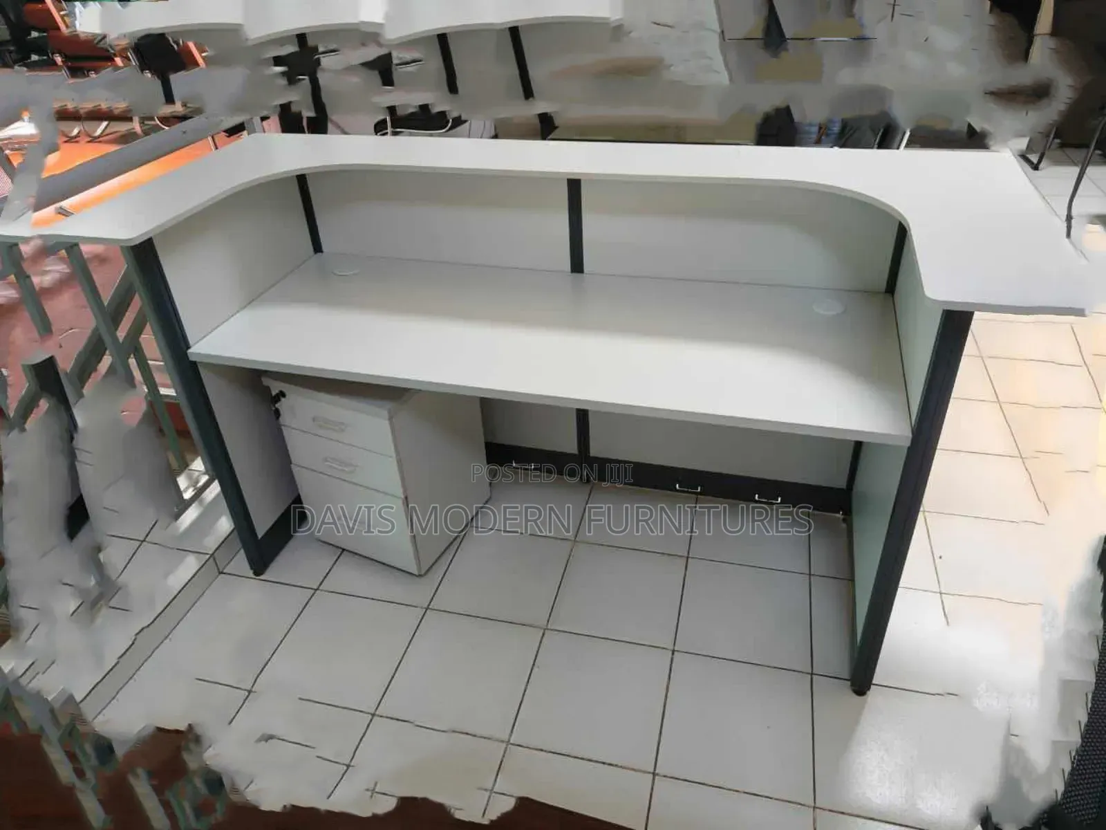 White L-Shaped Work Station