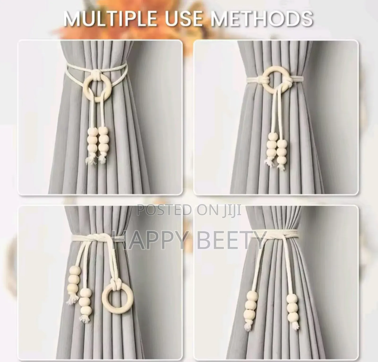 *2pcs Natural Cotton Rope Curtain Tiebacks Boho Style* ★