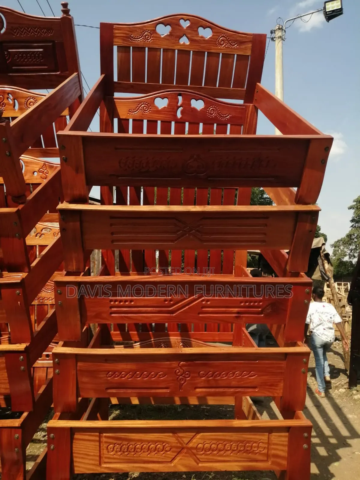 Bed Frame With Carved Decorative