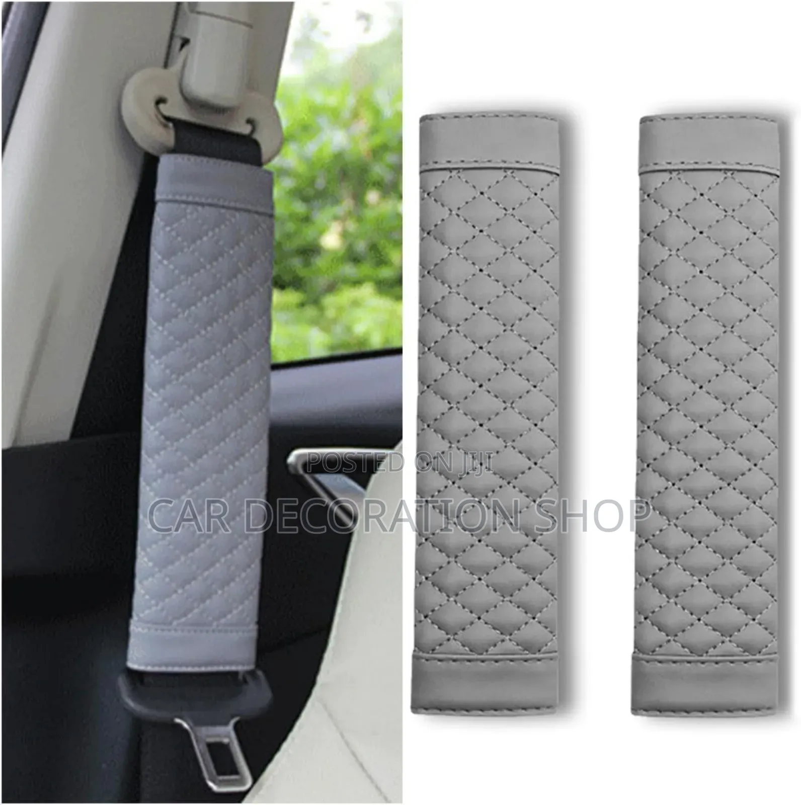 Grey 2pc Comfortable Soft Plush Car Shoulder Pad