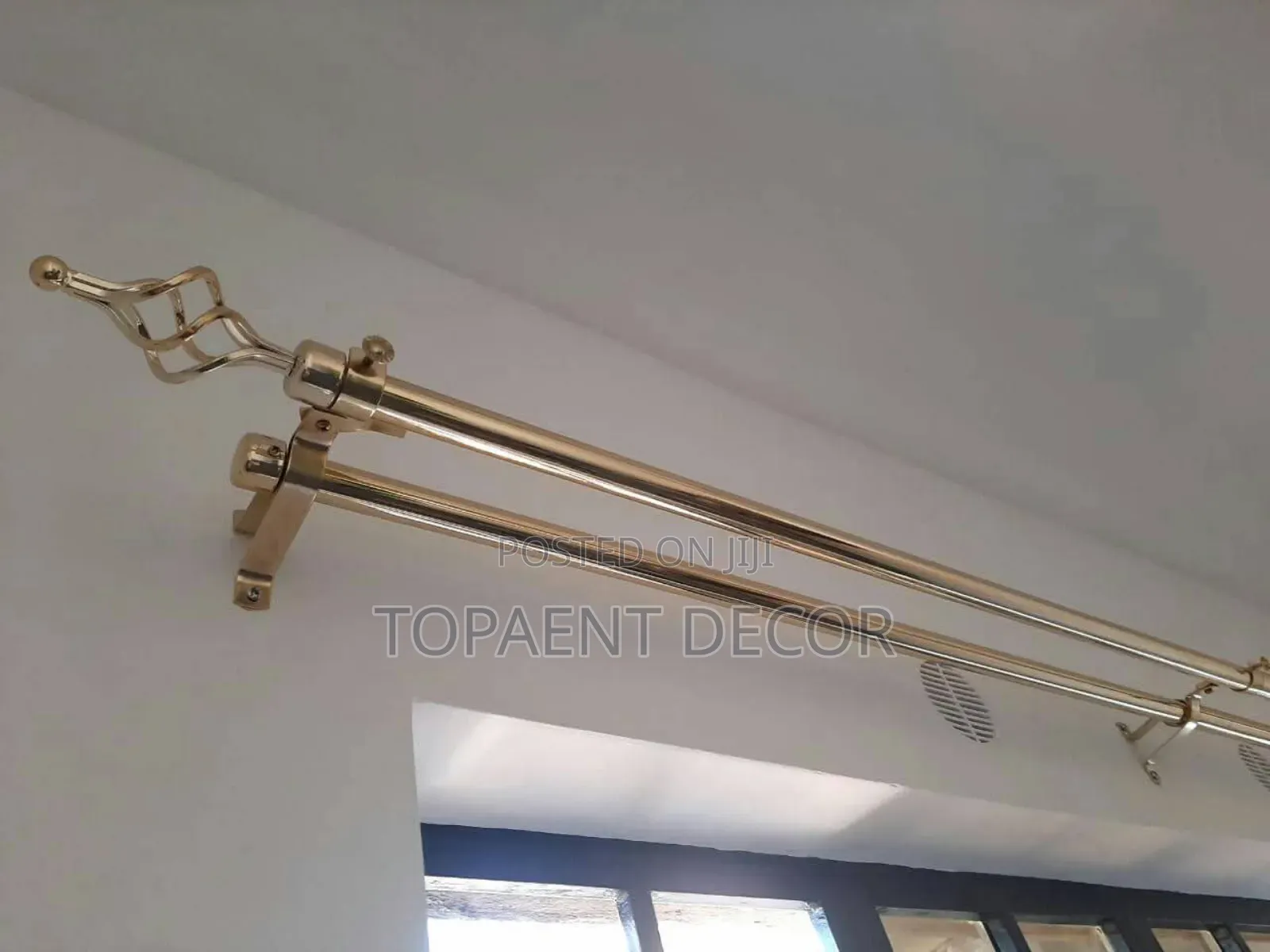 Quality Drilled Gold 3m Double Window Rod With Accessories