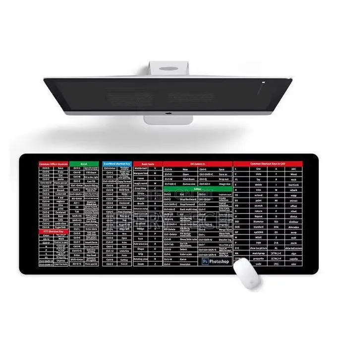 300×800mm Xl Gaming Mouse Pad With Shortcut Keys Thickened Edges