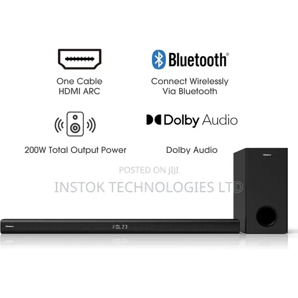 Hisense Hs218 2.1ch Sound Bar With Wireless Subwoofer 200w
