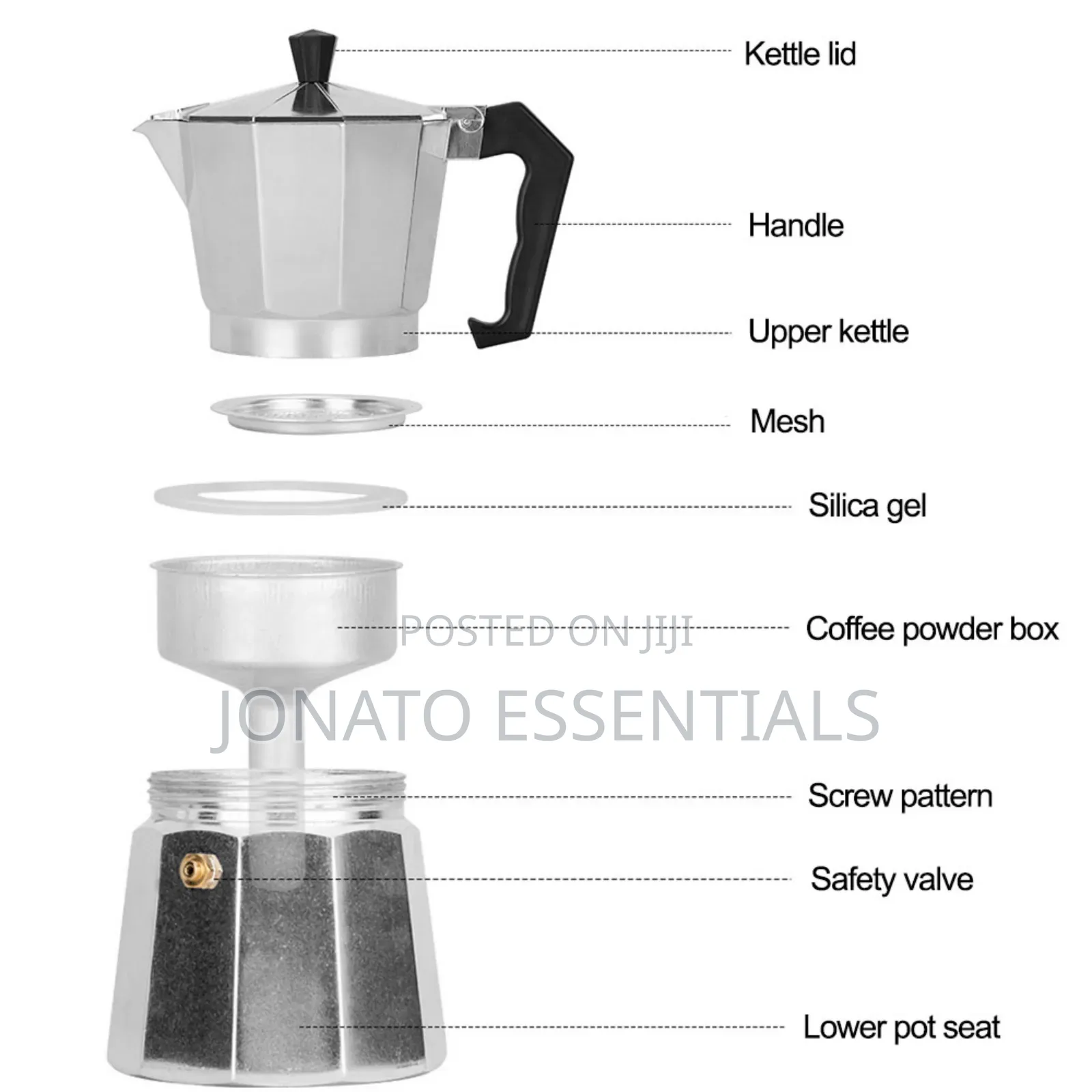 600ml Large Moka Pot Espresso Maker - 12 Cup Stovetop Mocha Pot