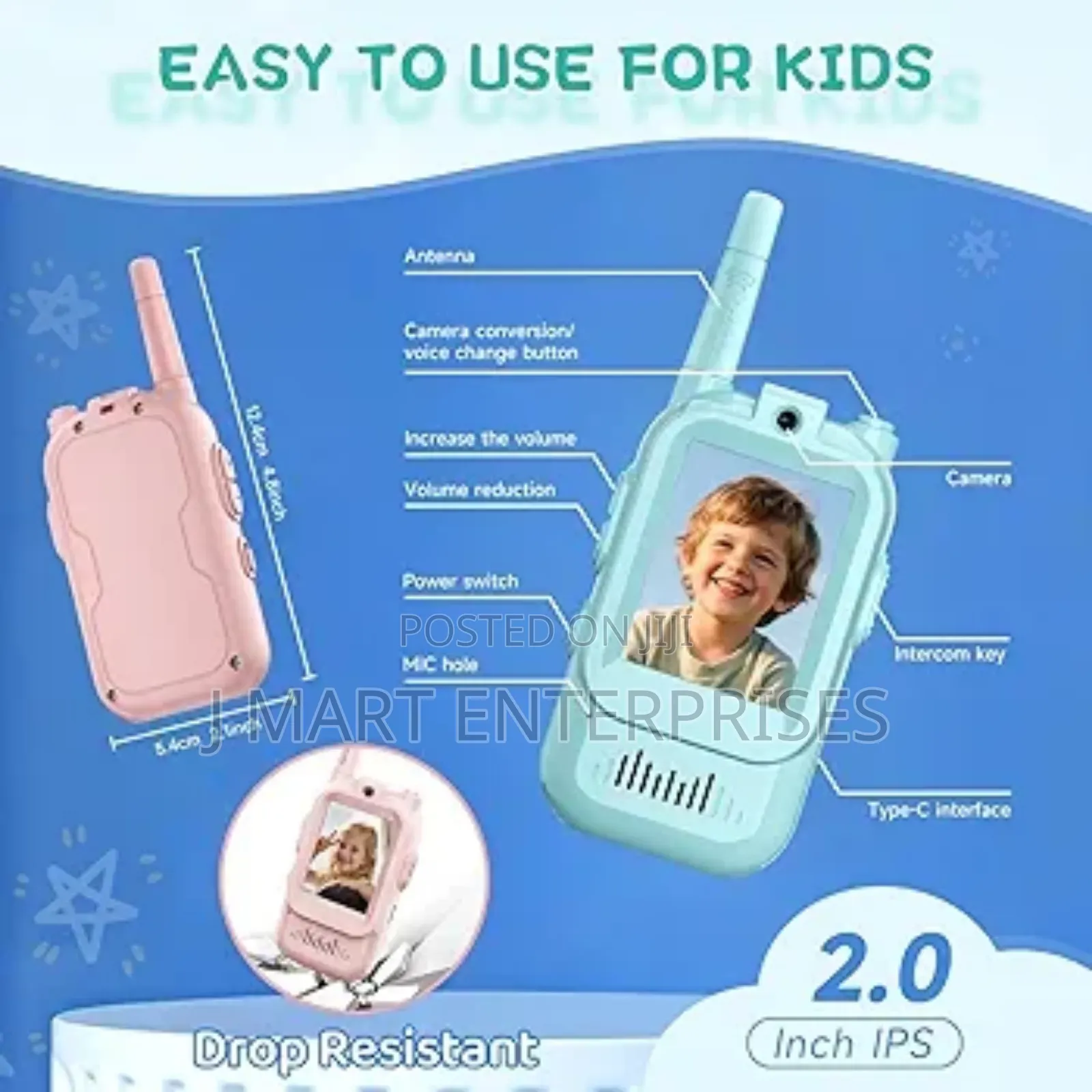 Video Walkie Talkies for Kids, Handheld 2 Pack Video Intercom