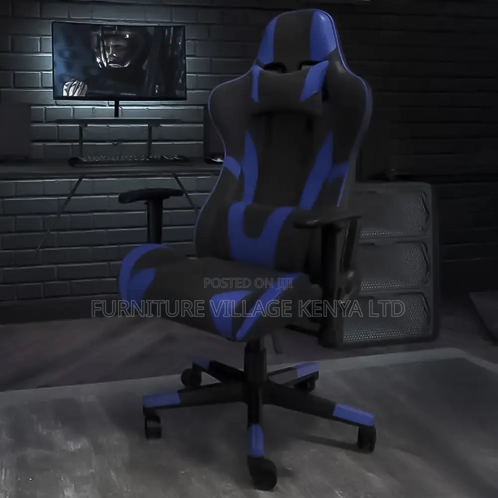 Gaming Chair; Faux Leather Black and Red Swivel Gaming Chair