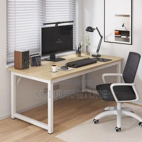Office Desk : 1.2m Modern Office Desk With Rustic Wood-Finish Top