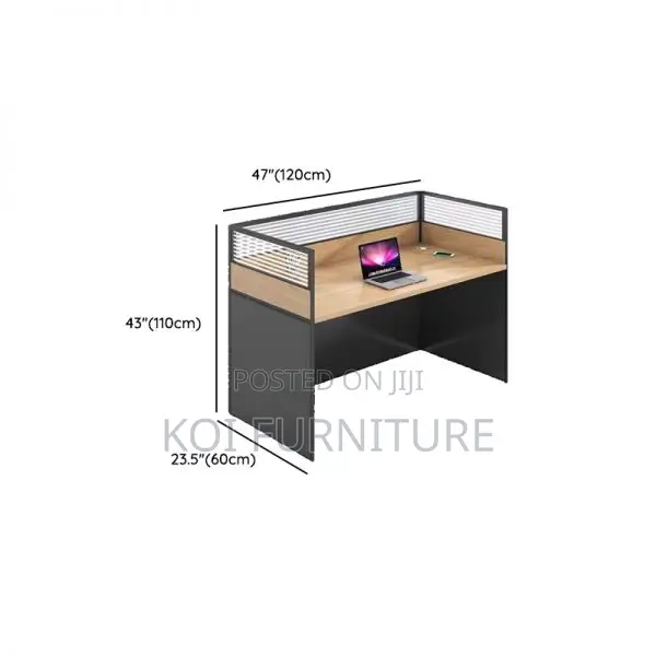 Office Desk : 1-Way Workstation 1.2m X 0.6m in Brown.